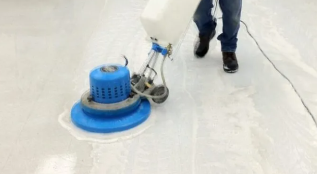 Wax polishing on stone surface
